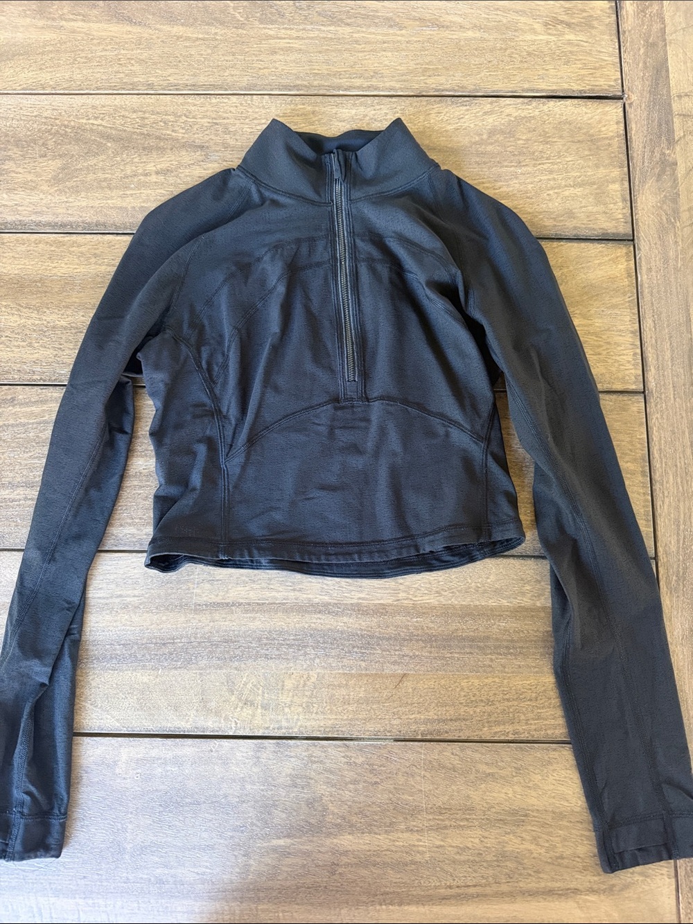 lululemon athletica Black Long-Sleeve Half-Zip Crop Top
